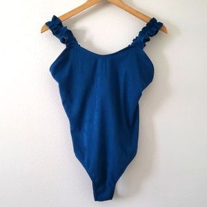 Frill Strap One Piece Swimsuit (Teal) sz XL 12
